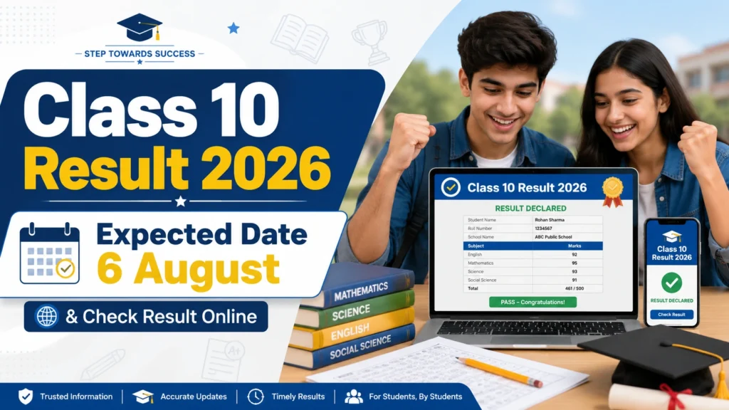 class 10 result 2026 expected date 6 August and check result online for students